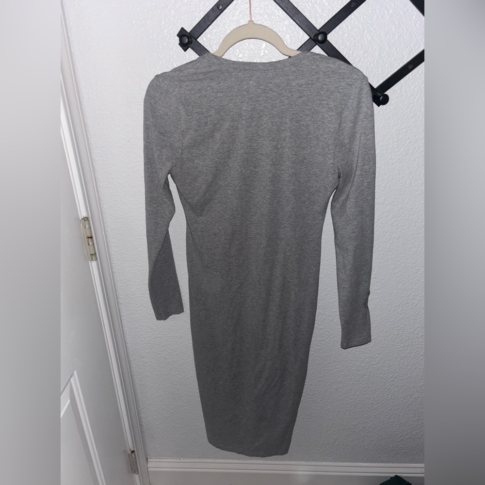 Reformation Jeans Stein Dress Heather Grey Midi Long Sleeve Size Medium - Picture 6 of 6